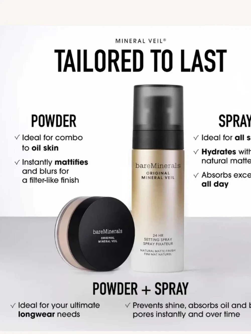 BareMinerals Original Mineral Veil 24-HR Setting Spray- Natural Matte Finish